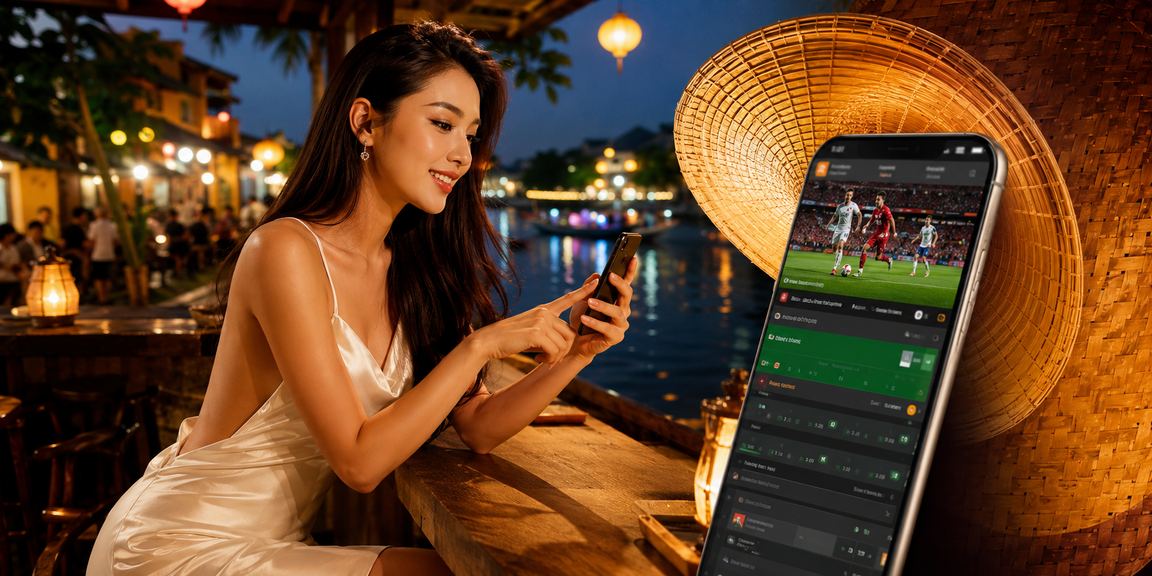 Người chơi tại Hội An đội nón lá tham gia cá cược thể thao và nhận voucher ưu đãi